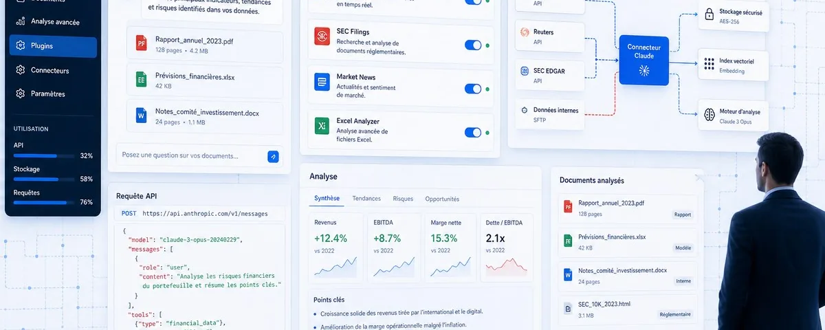 Illustration : Nouveaux plugins Claude pour la finance Les plugins prennent 5 min