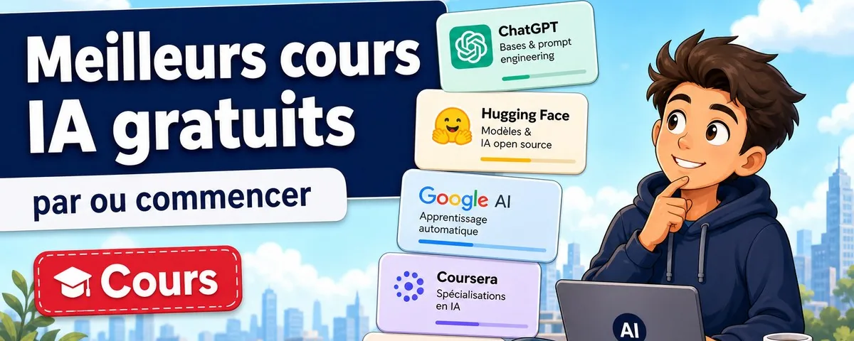 Illustration : Meilleurs cours pour apprendre l'IA (gratuit) Voici les meilleurs cou