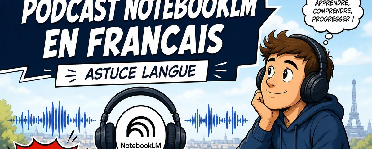 Illustration : Comment avoir le podcast NotebookLM en français Précision