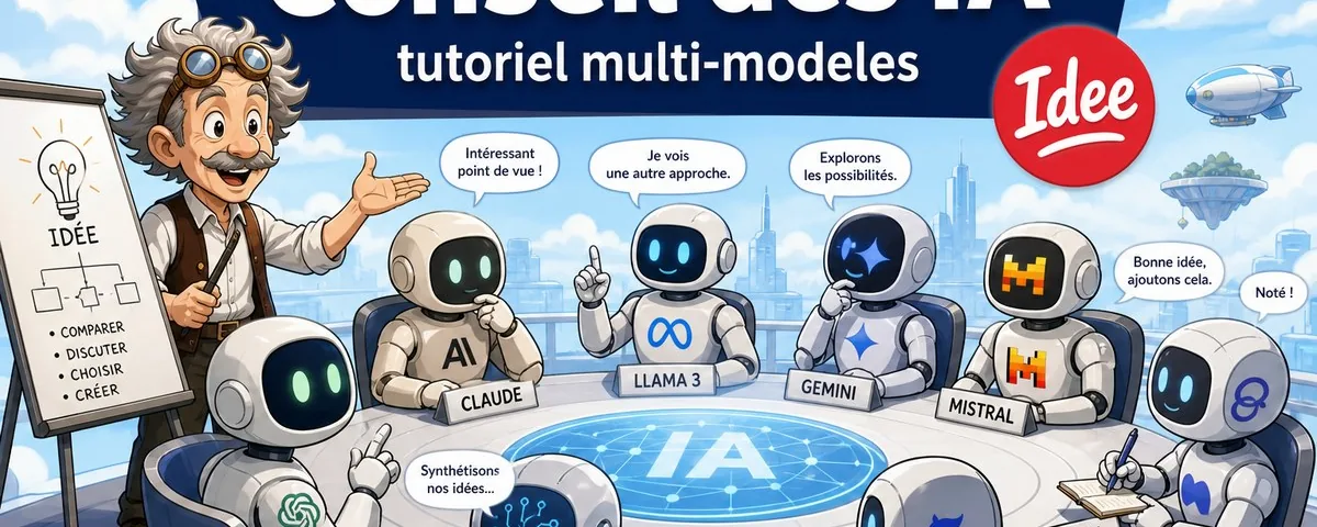 Illustration : Un homme vient de créer un Conseil des IA, avec un tutoriel pour fair