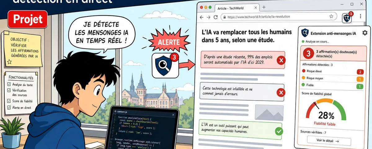 Illustration : Cette étudiante a créé une extension qui détecte en direct les