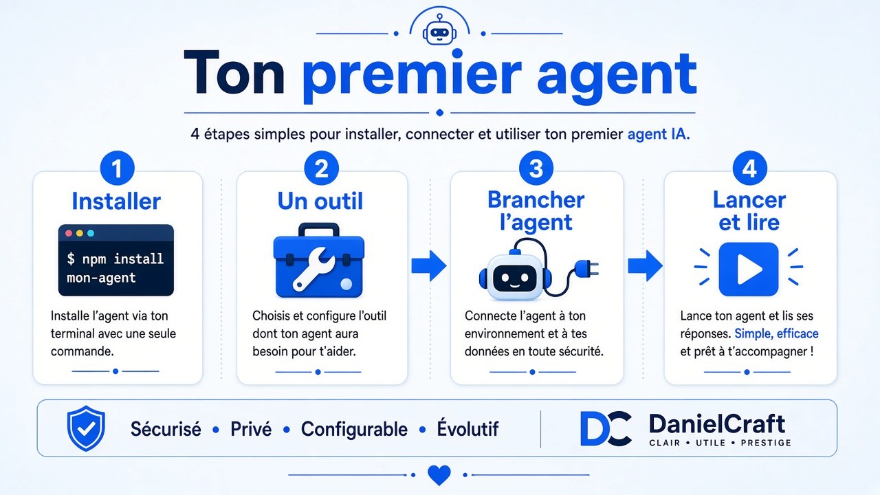 Illustration pas à pas premier agent