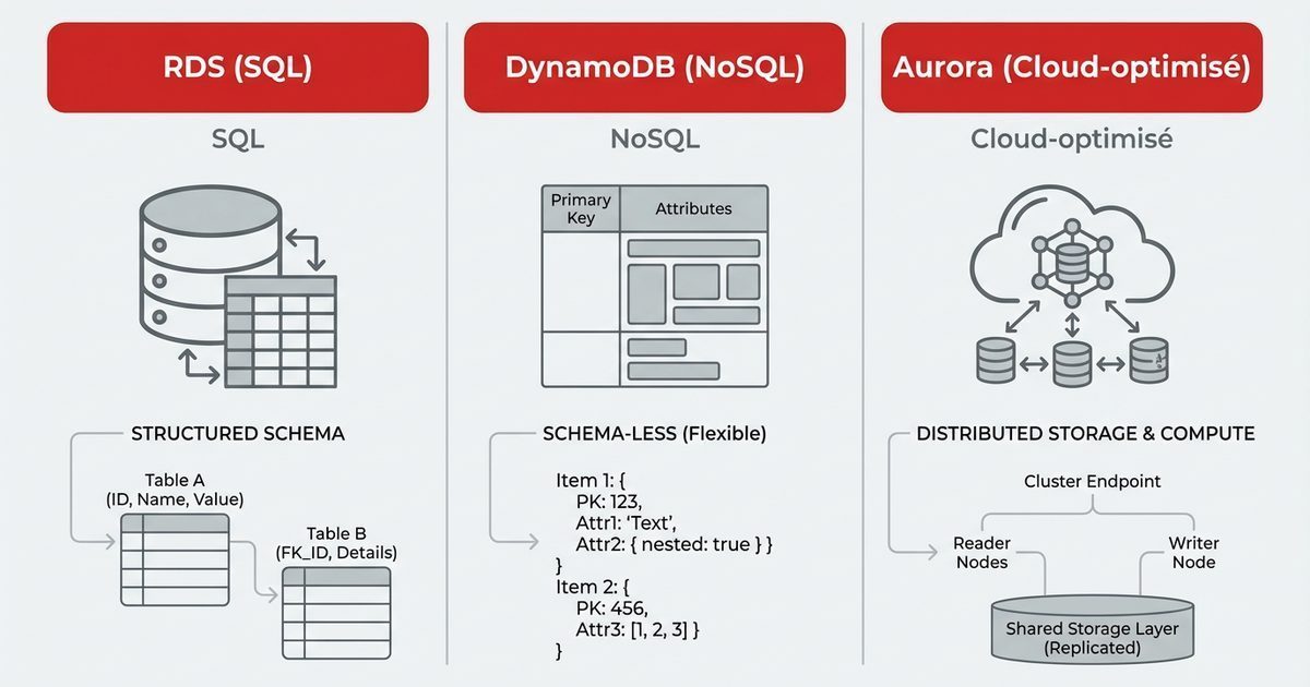 Bases de données AWS : RDS, DynamoDB, Aurora – laquelle choisir ?