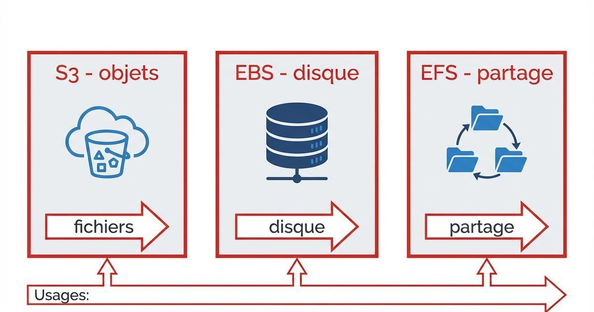 Stockage AWS : S3, EBS, EFS – où mettre tes données ?