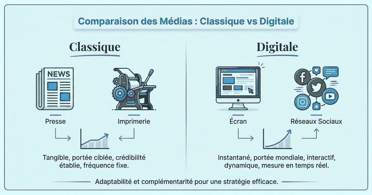 Communication classique vs digitale : differences et complementarite