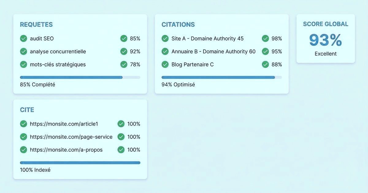 Outils GEO : audit, suivi et vérification des citations IA