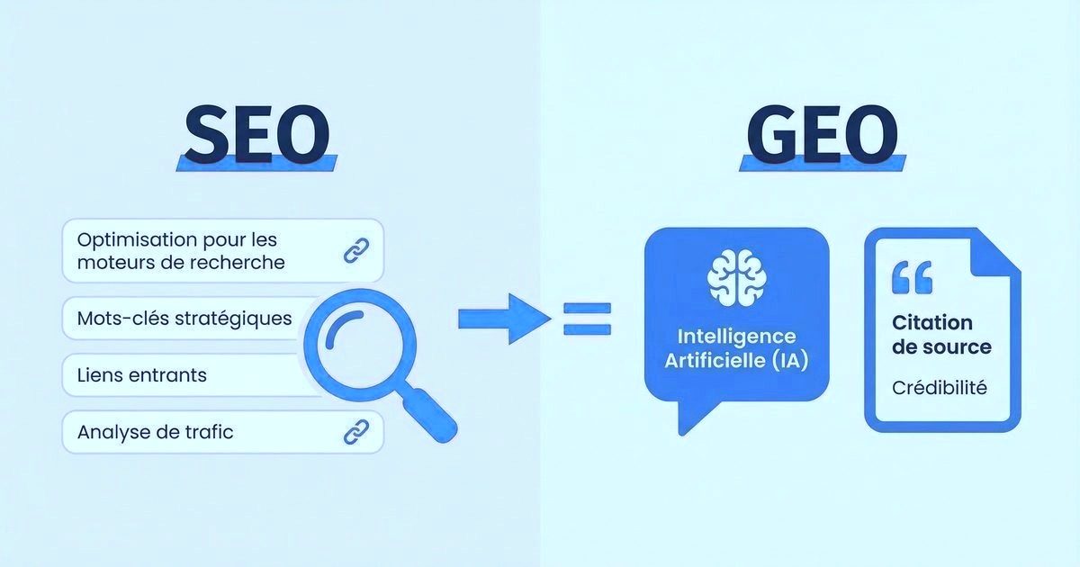 GEO vs SEO : différences, métriques et complémentarité