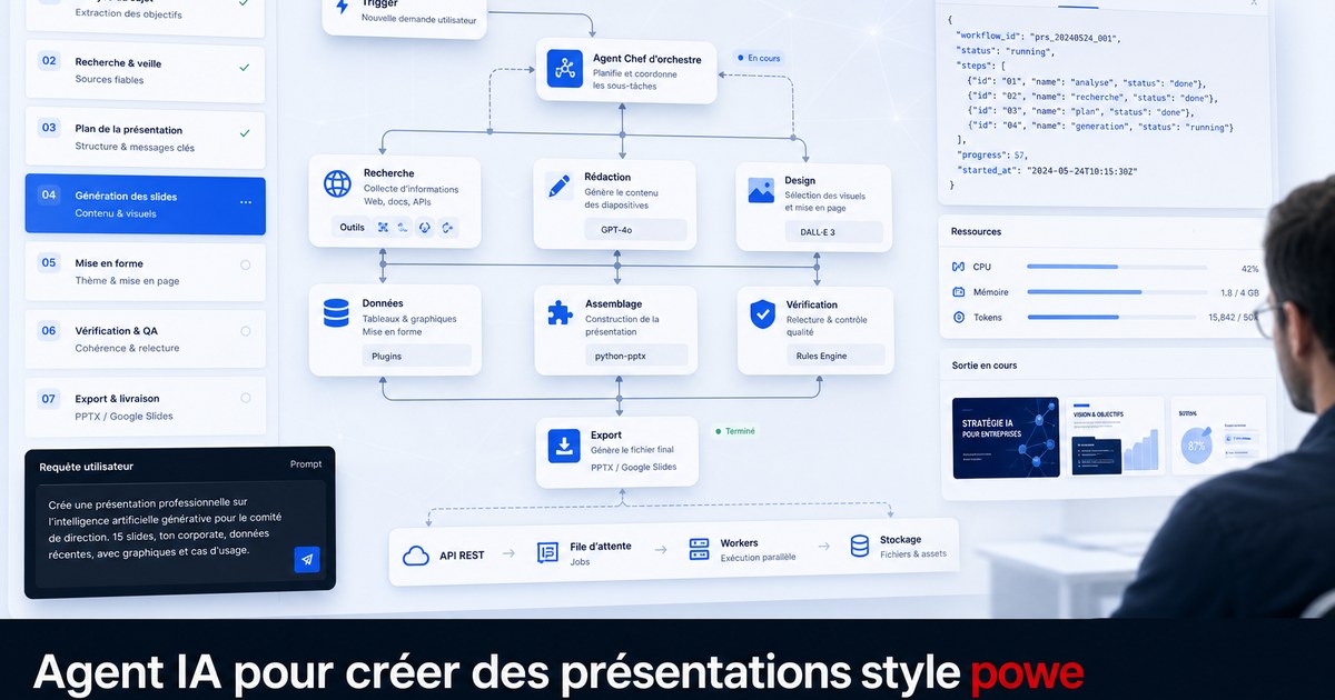 Agent IA pour créer des présentations style powerpoint en utilisant d