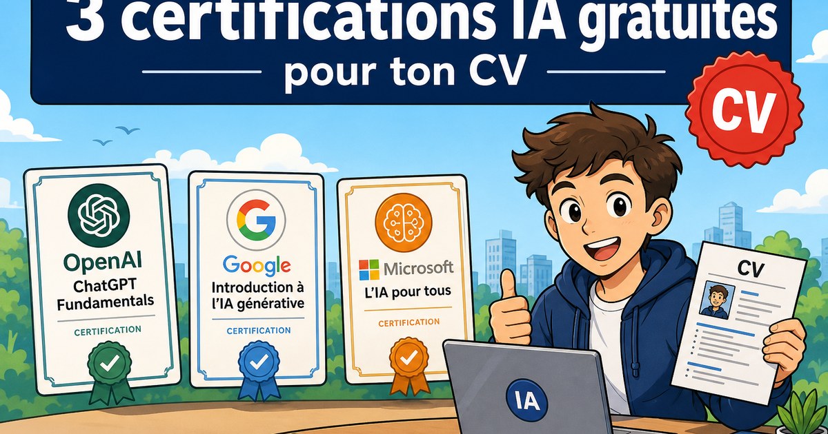 3 certifications IA gratuites à ajouter sur votre CV pour les débutan