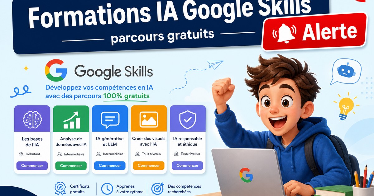 Alerte formations IA gratuites par Google avec Google Skills Il y a p