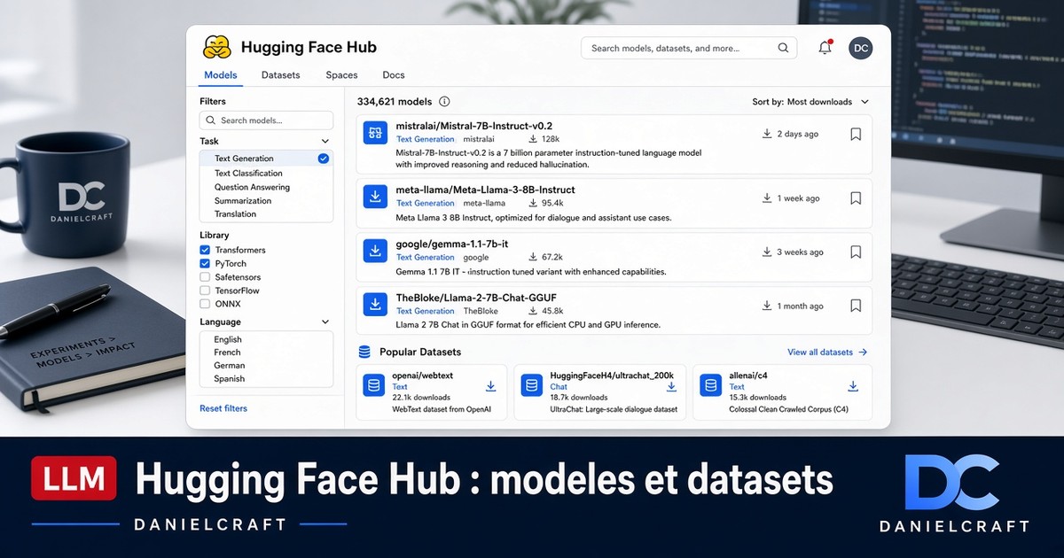 Le Hub Hugging Face : modèles et datasets