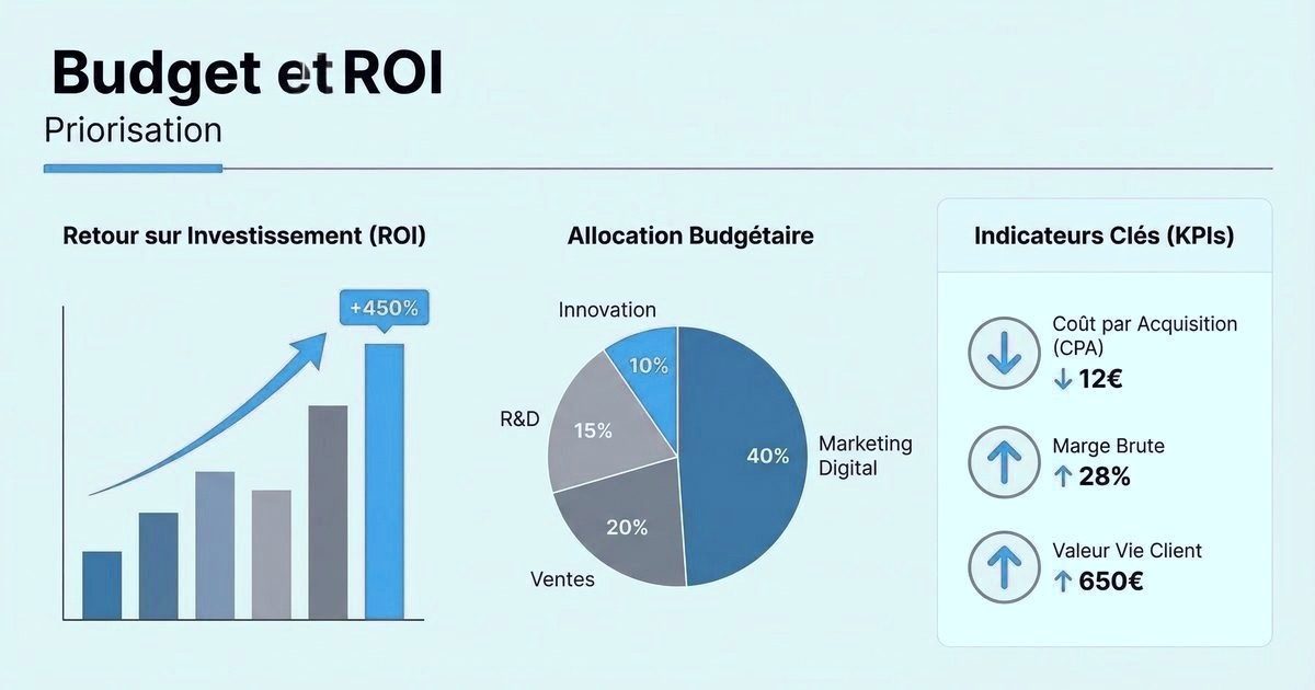 Marketing : budget, ROI et priorisation des canaux